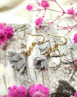 Kolczyki szare 4cm „Rozkwit”