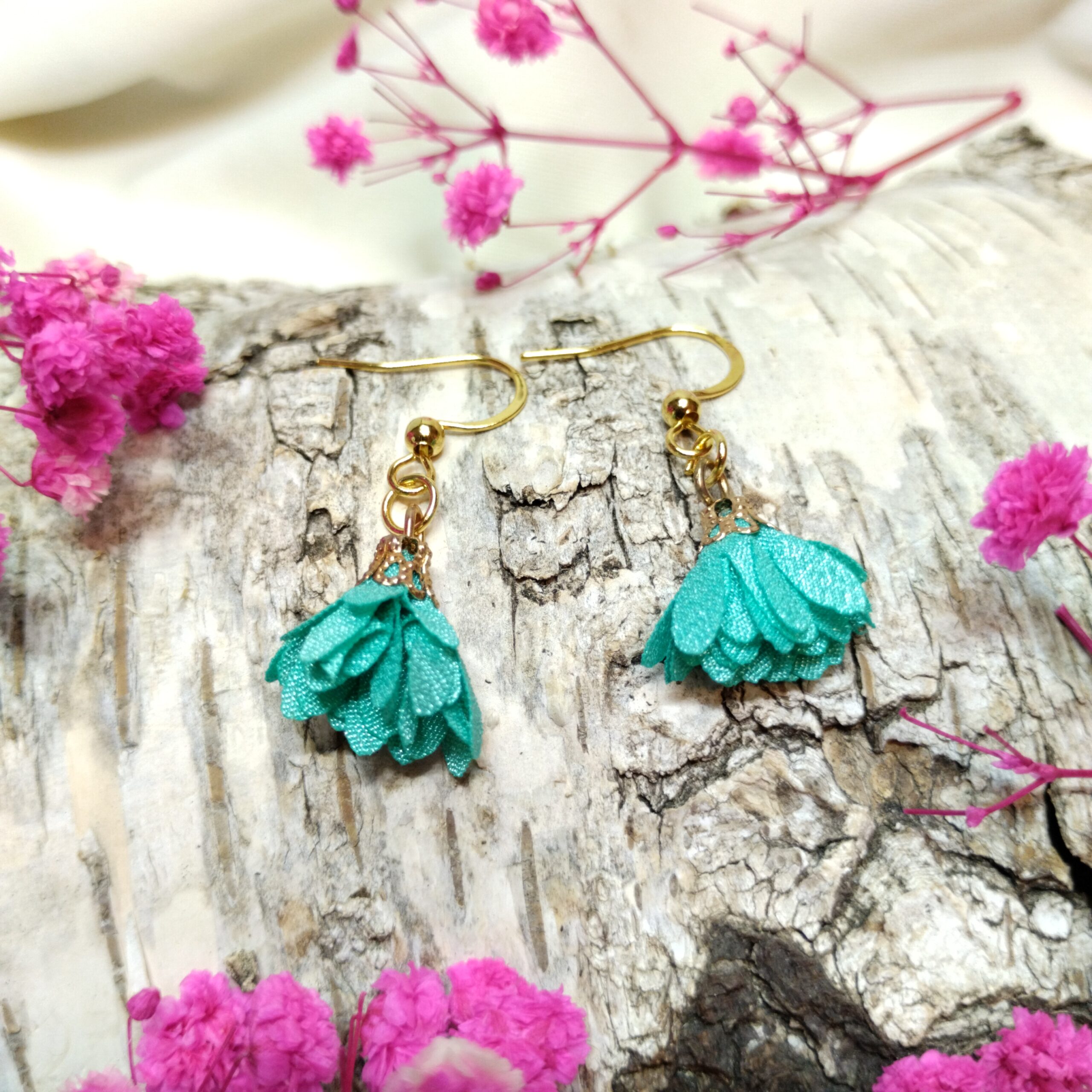 Kolczyki turkusowe 4cm "Rozkwit"