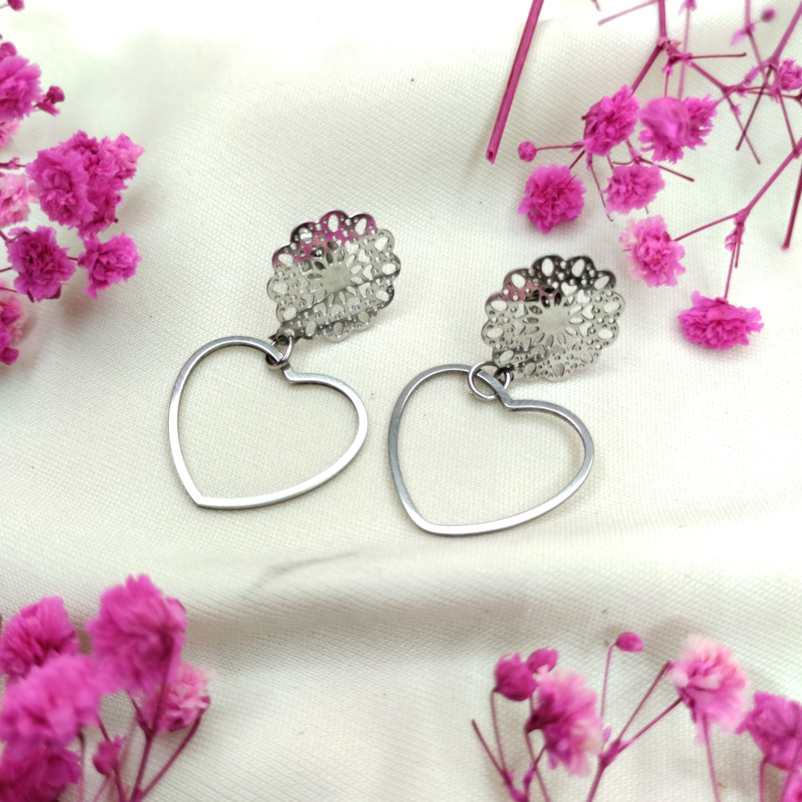 Kolczyki 3cm "Ażurowa Miłość"