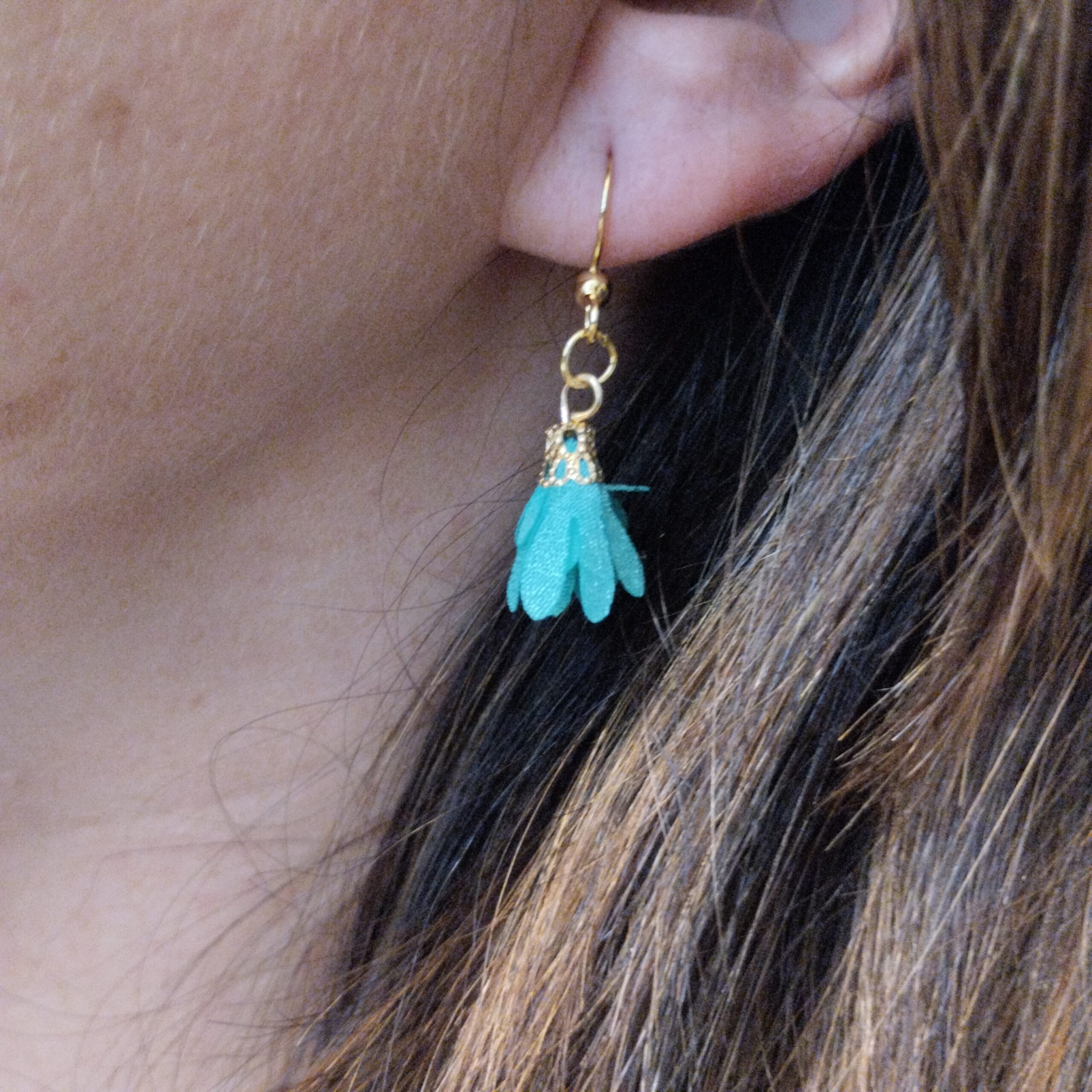 Kolczyki turkusowe 4cm "Rozkwit"