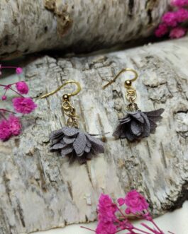 Kolczyki 4cm „Rozkwit” ciemny szary