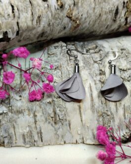 Kolczyki 4cm „Wiosenna Rosa” szare