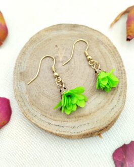 Kolczyki groszkowa zieleń 4cm „Rozkwit”