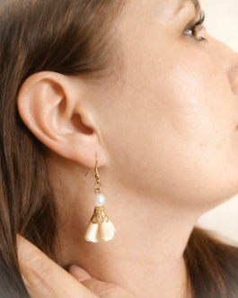 Kolczyki 3 cm „Beżowa Perła”