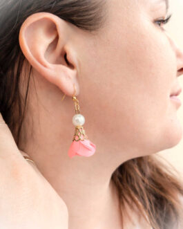 Kolczyki 3 cm „Perła neonowy róż”