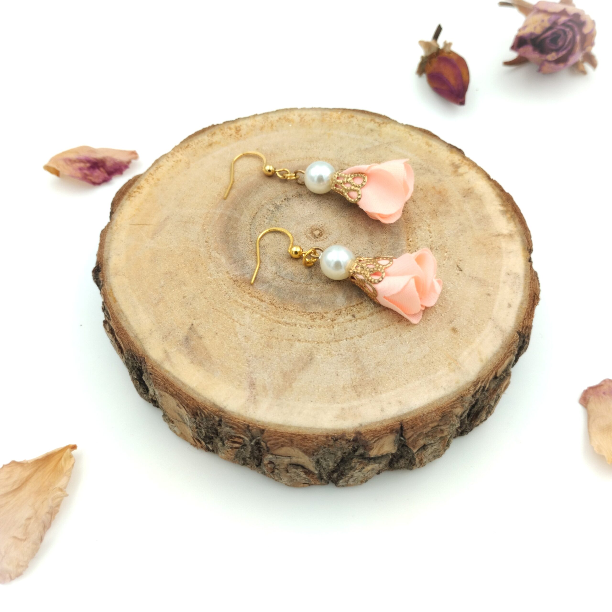 Kolczyki 3 cm „Brzoskwiniowa Perła”