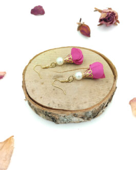 Kolczyki 3 cm „Fuksjowa Perła”