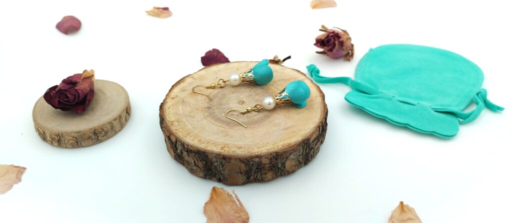 Kolczyki 3 cm „Turkusowa Perła”