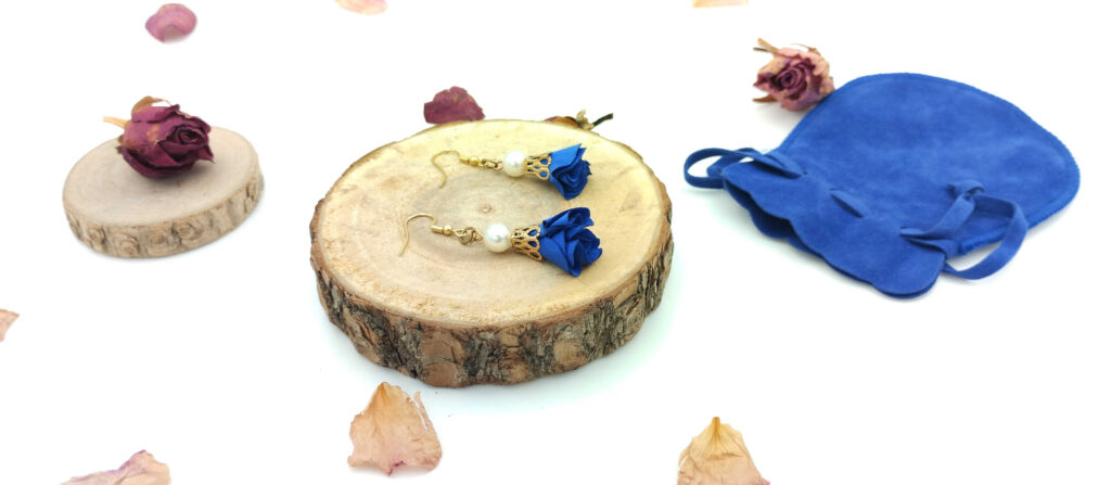 Kolczyki 3cm "Niebieska Perła"