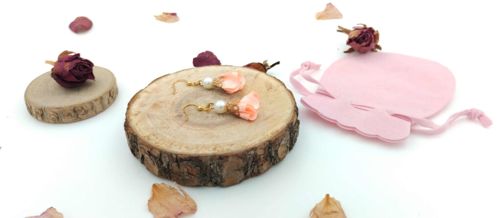 Kolczyki 3 cm „Brzoskwiniowa Perła”