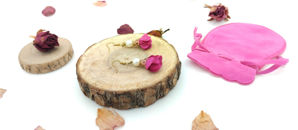 Kolczyki 3 cm „Fuksjowa Perła”