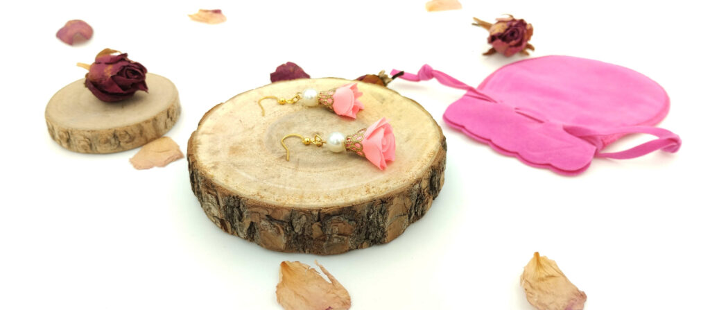 Kolczyki 3 cm „Perła neonowy róż”